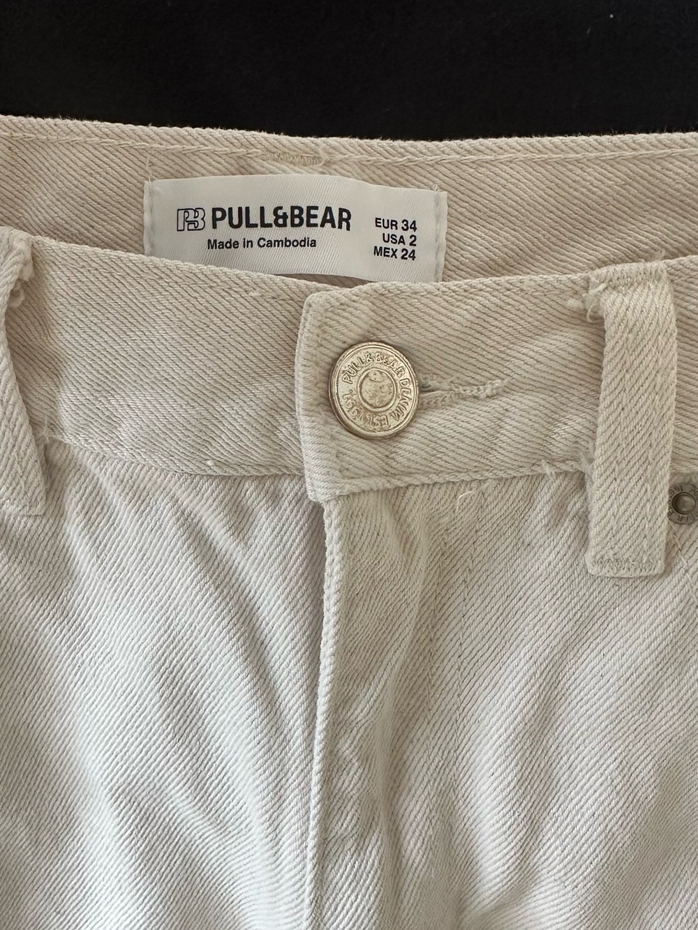 Pull&Bear Cream Straight-Leg Jeans